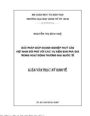 Giải pháp giúp doanh nghiệp thủy sản việt nam đối phó với các vụ kiện bán phá giá trong hoạt động thương mại quốc tế