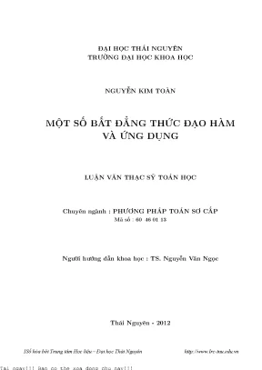 Một số bất đẳng thức đạo hàm và ứng dụng