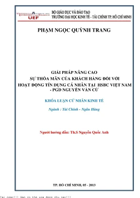 Giải pháp nâng cao sự thỏa mãn của khách hàng đối với hoạt động tín dụng cá nhân tại hsbc việt nam pgd nguyễn văn cừ