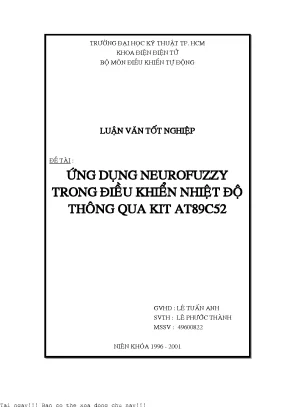 Ứng dụng neurofuzzy trong điều khiển nhiệt độ thông qua kit at89c52