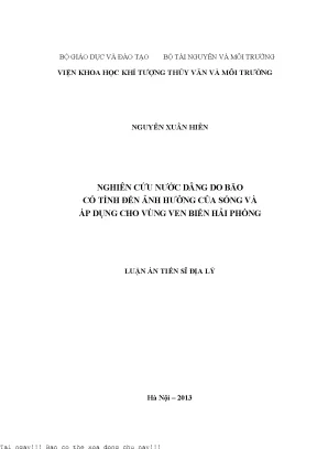 Nghiên cứu nước dâng do bão có tính đến ảnh hưởng của sóng và áp dụng cho khu vực ven biển hải phòng