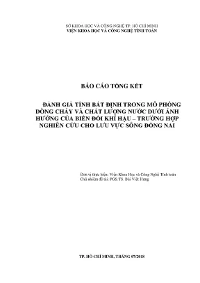 Đánh giá tính bất định trong mô phỏng dòng chảy và chất lượng nước dưới ảnh hưởng của biến đổi khí hậu trường hợp nghiên cứu cho lưu vực sông đồng nai