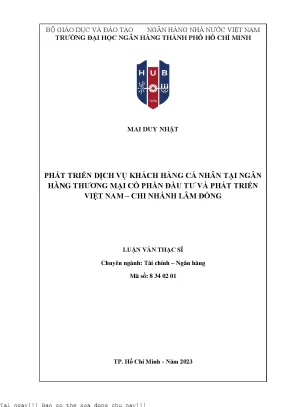 Phát triển dịch vụ khách hàng cá nhân tại ngân hàng thương mại cổ phần đầu tư và phát triển việt nam chi nhánh lâm đồng giai đoạn 2016 2021 2023