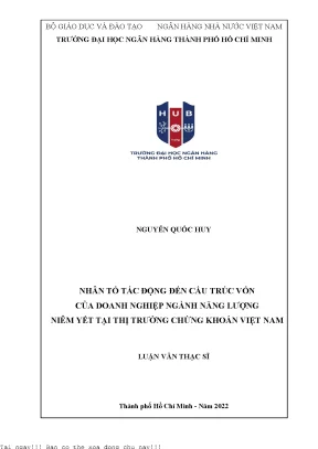 Nhân tố tác động đến cấu trúc vốn của doanh nghiệp ngành năng lượng niêm yết tại thị trường chứng khoán việt nam 2022