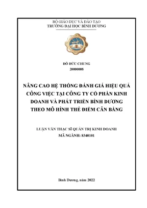 Nâng cao hệ thống đánh giá hiệu quả công việc tại công ty cổ phần kinh doanh và phát triển bình dương theo mô hình thẻ điểm cân bằng