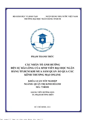 Các nhân tố ảnh hưởng đến sự hài lòng của sinh viên đại học ngân hàng tp hcm khi mua sắm quần áo qua các kênh thương mại online 2021