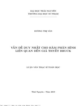 Vấn đề duy nhất cho hàm phân hình liên quan đến giả thuyết bruck