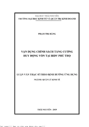Vận dụng chính sách tăng cường huy động vốn tại bidv phú thọ