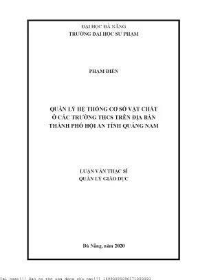 Quản lý hệ thống cơ sở vật chất ở các trường thcs trên địa bàn thành phố hội an tỉnh quảng nam