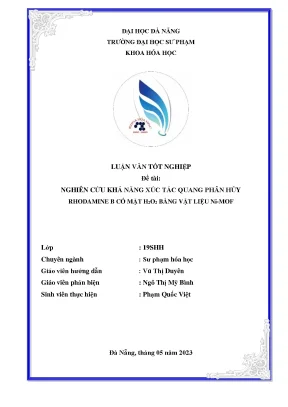 Nghiên cứu khả năng xúc tác quang phân hủy rhodamine b có mặt h2o2 bằng vật liệu ni mof