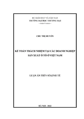 Kế toán trách nhiệm tại các doanh nghiệp sản xuất ô tô ở việt nam