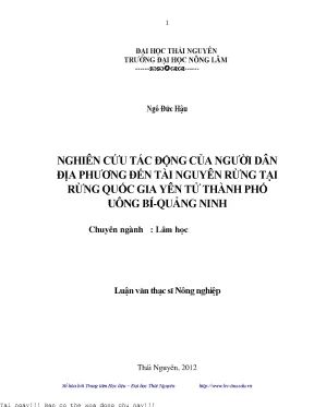 Nghiên cứu tác động của người dân địa phương đến tài nguyên rừng tại rừng quốc gia yên tử thành phố uông bí quảng ninh