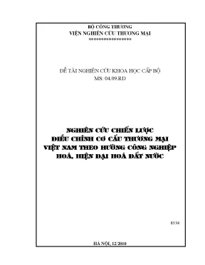 Nghiên cứu chiến lược điều chỉnh cơ cấu thương mại việt nam theo hướng công nghiệp hóa hiện đại hóa đất nước