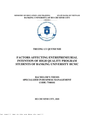 Factors affecting entrepreneurial intention of high quality program students of banking university hcmc 2018
