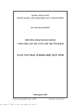 Phương pháp đánh chỉ số cho csdl gen để tăng tốc độ tìm kiếm