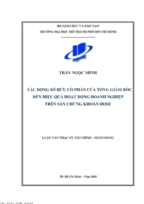 Tác động sở hữu cổ phần của tổng giám đốc đến hiệu quả hoạt động doanh nghiệp trên sàn chứng khoán hose