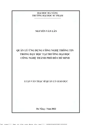 Quản lý ứng dụng công nghệ thông tin trong dạy học tại trường đại học công nghệ thành phố hồ chí minh