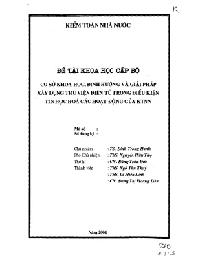Cơ sở khoa học định hướng và giải pháp xây dựng thư viện điện tử trong điều kiện tin học hóa các hoạt động của ktnn