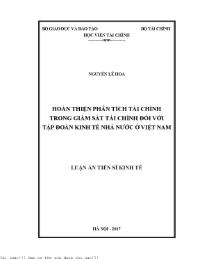 Hoàn thiện phân tích tài chính trong giám sát tài chính đối với tập đoàn kinh tế nhà nước ở việt nam
