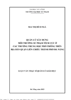 Quản lý xây dựng môi trường sư phạm tích cực ở các trường trung học phổ thông trên địa bàn quận liên chiểu thành phố đà nẵng