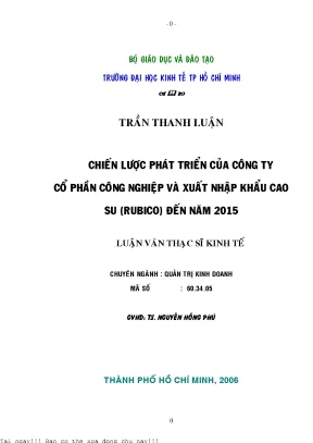 Chiến lược phát triển của công ty cổ phần công nghiệp và xuất nhập khẩu cao su rubico đến năm 2015