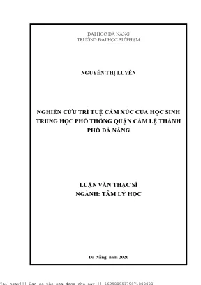Nghiên cứu trí tuệ cảm xúc của học sinh trung học phổ thông quận cẩm lệ thành phố đà nẵng