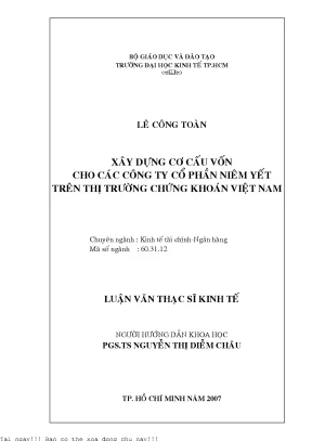 Xây dựng cơ cấu vốn cho các công ty cổ phần niêm yết trên thị trường chứng khoán việt nam