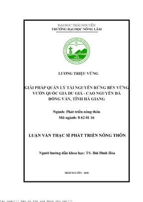 Giải pháp quản lý bền vững tài nguyên rừng vườn quốc gia du già cao nguyên đá đồng văn hà giang