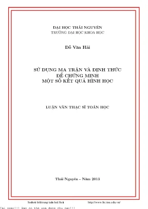 Sử dụng ma trận và định thức để chứng minh một số kết quả hình học