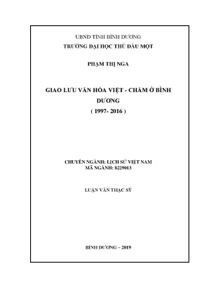 Giao lưu văn hóa việt chăm ở bình dương 1997 2016