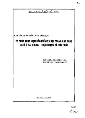 Tổ chức thực hiện bảo hiểm xã hội trong các làng nghề ở hải dương thực trạng và giải pháp