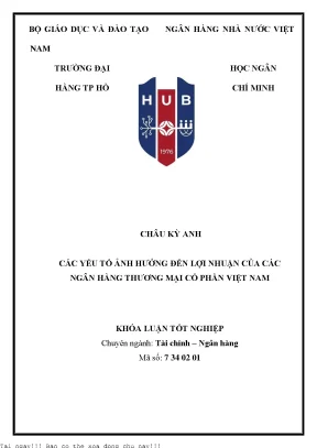 Các yếu tố ảnh hưởng đến lợi nhuận của các ngân hàng thương mại cổ phần việt nam 2023