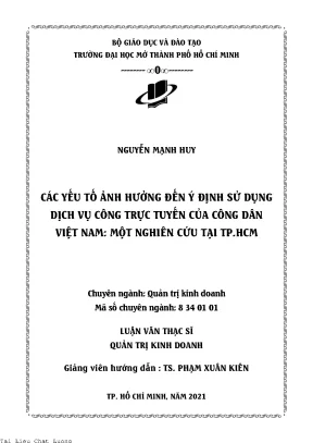 Các yếu tố ảnh hưởng đến ý định sử dụng dịch vụ công trực tuyến của công dân việt nam