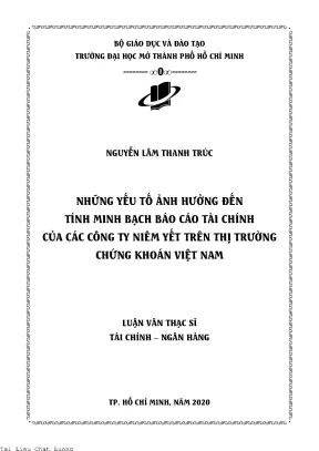 Những yếu tố ảnh hưởng đến tính minh bạch báo cáo tài chính của các công ty niêm yết trên thị trường chứng khoán việt nam