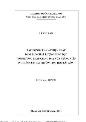 Tác động của các biện pháp đảm bảo chất lượng giáo dục tới phương pháp giảng dạy của giảng viên nghiên cứu tại trường đại học sài gòn