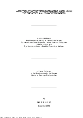 Accep tability of the trend forecasting model using the time series analysis of stock indices