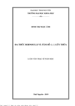 Đa thức bernoulli và tâm số k l lũy thừa