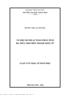 Về một số thuật toán phân tích đa thức một biến thành nhân tử