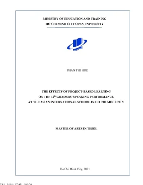 The effects of project based learning on the 12th graders speaking performance at the asian international school in ho chi minh city phan thi hue nguyen thi xuan lan supervisor