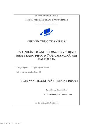 Các nhân tố ảnh hưởng đến ý định mua trang phục nữ qua mạng xã hội facebook