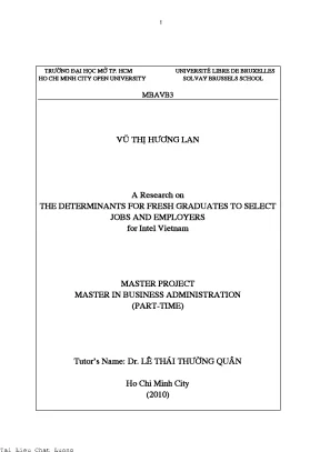 The determinants for fresh graduates to select jobs and employers for intel vietnam