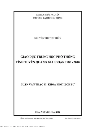 Giáo dục trung học phổ thông tỉnh tuyên quang giai đoạn 1986 2010