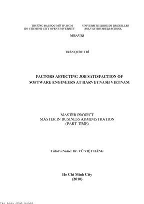 Factors affecting job satisfaction of software engineers at haveynash vietnam