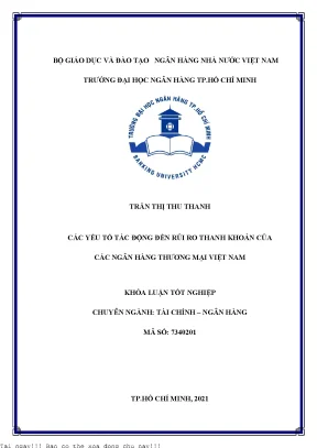 Các yếu tố tác động đến rủi ro thanh khoản của các ngân hàng thương mại việt nam 2021