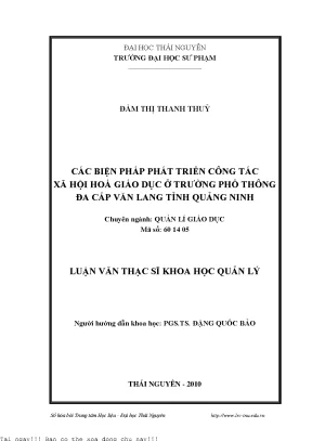 Các biện pháp phát triển công tác xã hội hóa giáo dục ở trường phổ thông đa cấp văn lang tỉnh quang ninh