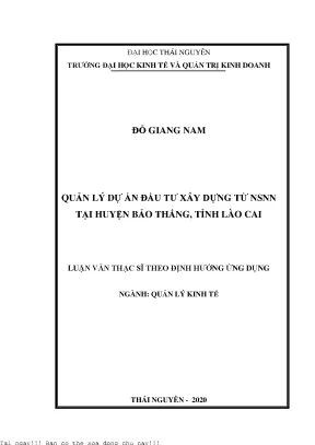 Quản lý dự án đầu tư xây dựng từ ngân sách nhà nước tại huyện bảo thắng tỉnh lào cai