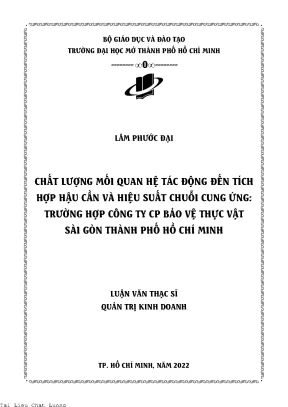 Chất lượng mối quan hệ tác động đến tích hợp hậu cần và hiệu suất chuỗi cung ứng