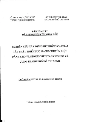 Nghiên cứu xây dựng hệ thống các bài tập phát triển sức mạnh chuyên biệt dành cho vận động viên taekwondo và judo thành phố hồ chí minh