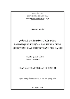 Quản lý dự án đầu tư xây dựng tại ban quản lý dự án đầu tư xây dựng công trình giao thông thành phố hà nội
