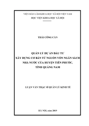 Quản lý dự án đầu tư xây dựng cơ bản từ nguồn vốn ngân sách nhà nước của huyện tiên phước tỉnh quảng nam
